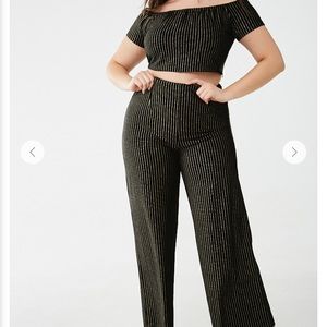 Glitter Metallic Striped Pant set